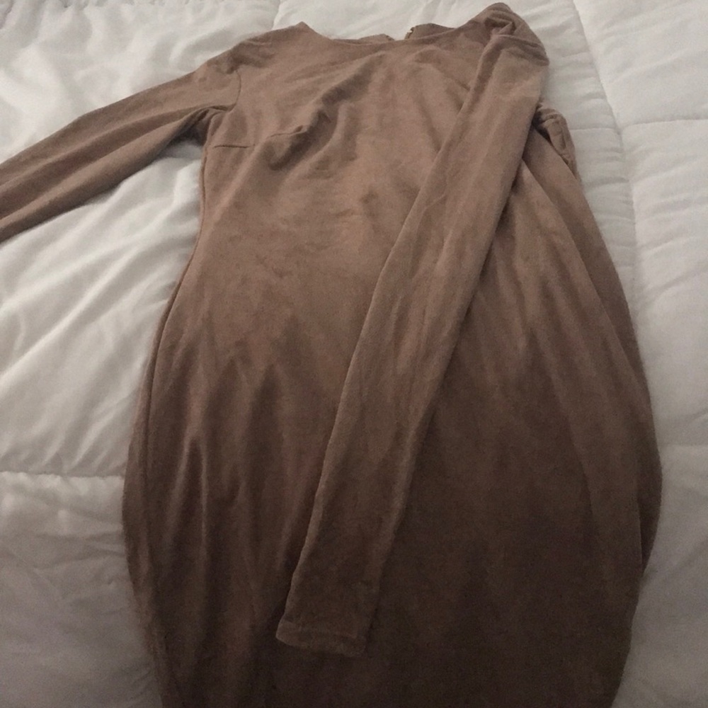 Camel colored, back zip dress